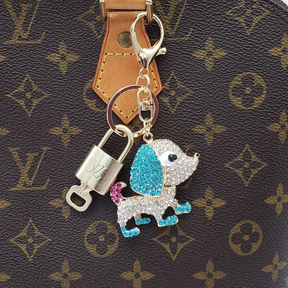 Authentic Louis Vuitton Padlock Gold 🔒 Key Set + Unbranded Dog Keychain Charm